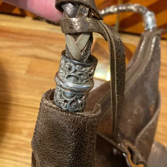 Brighton Shoulder Bag Metallic Gold Copper Hobo Braided Strap Handbag Heart - Picture 11 of 14